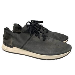 UGG Womens Adaleen Black Leather Sneaker Lace up tennis shoe low top Size 12